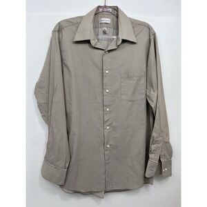 Van Heusen Classic Fit Wrinkle Free Shirt Beige Lined Mens‎ 16 - 16 1/2 34/35